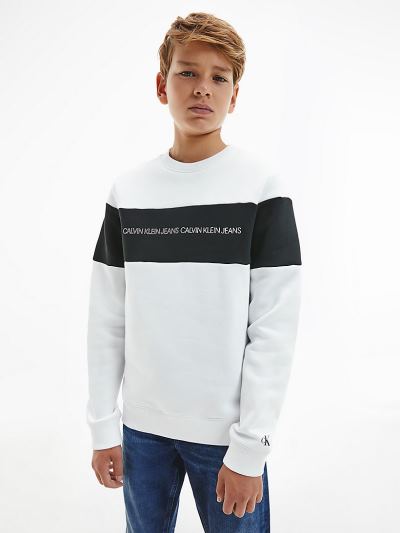 Calvin Klein Ruhák HU124193 | Calvin Klein Organic Cotton Colour Block Fiu Pulóver Világos Fehér